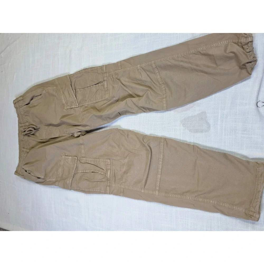 American Eagle Flex Cargo Jogger Pants Khaki Tan Mens Small Drawstring Stretch
